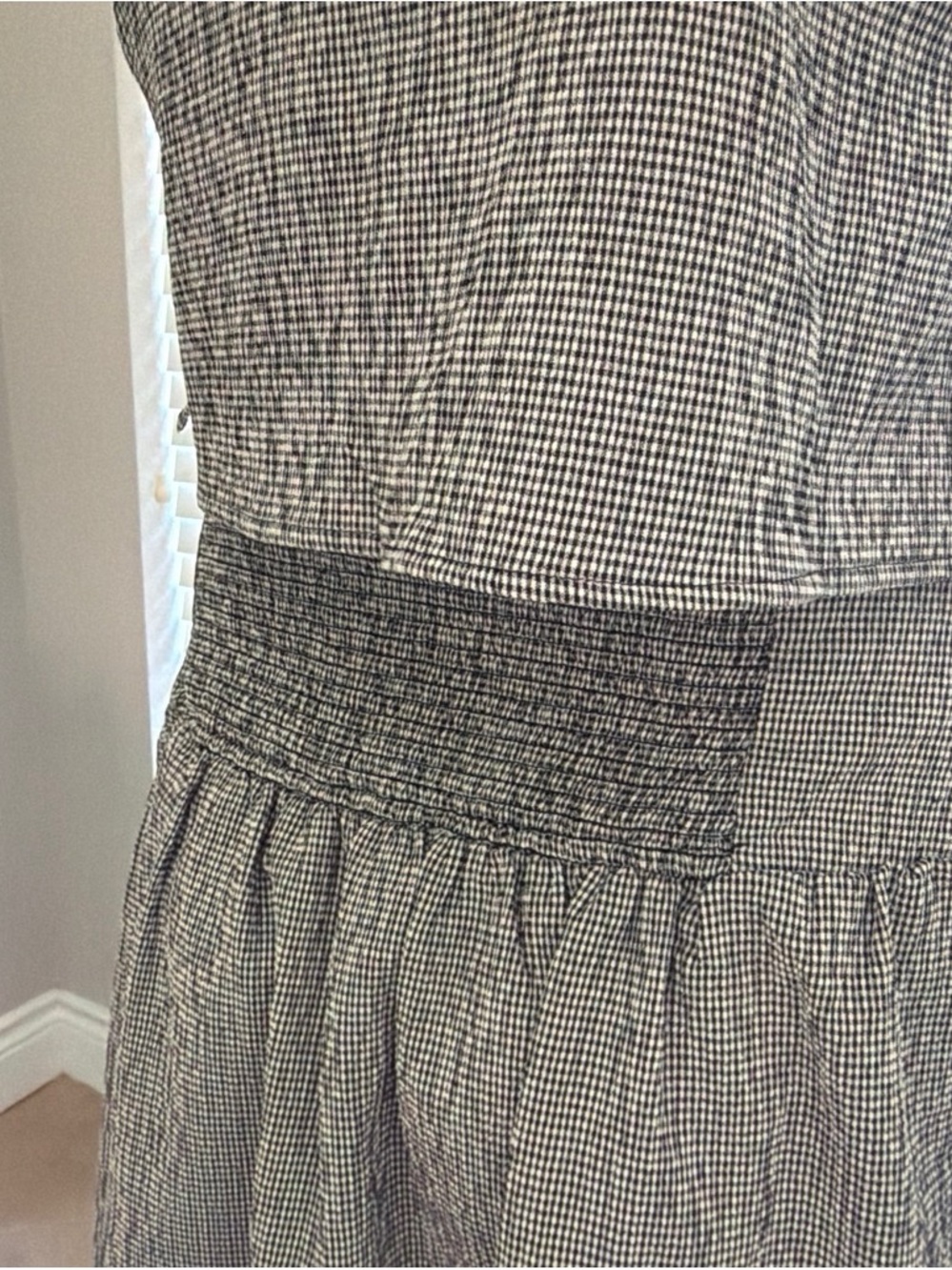 Black & White Gingham Smocked-Waist Circle Skirt